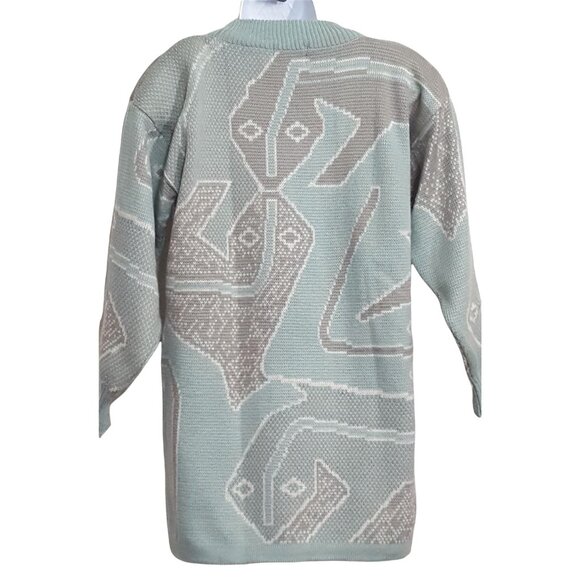 Vintage Womens Sweater Pullover Small Green Wool Acrylic Blend Southwest Native - Picture 4 of 7